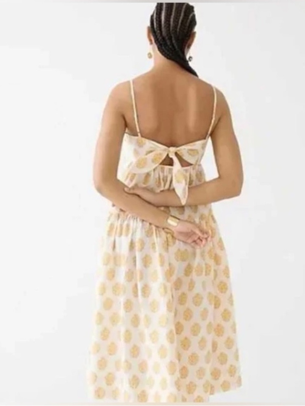 J. Crew Cream Dress with Yellow Floral Knee Length Size 4 - Picture 12 of 12
